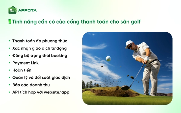 Tính năng cần có của cổng thanh toán cho sân golf