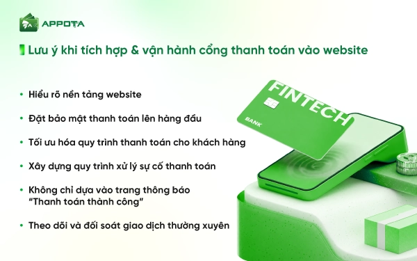 Lưu ý khi tích hợp & vận hành cổng thanh toán vào website