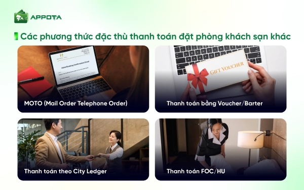 Các phương thức đặc thù thanh toán đặt phòng khách sạn khác