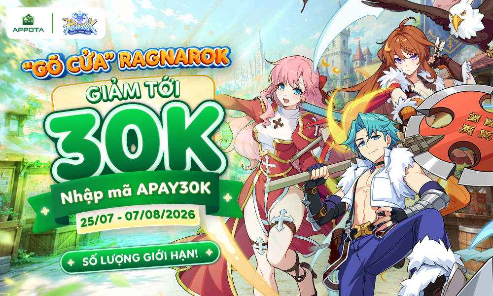 AppotaPay x THS Game: Ưu đãi nạp Ragnarok lên đến 30K
