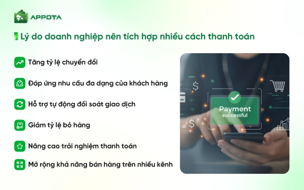 Lý do doanh nghiệp nên tích hợp nhiều cách thanh toán