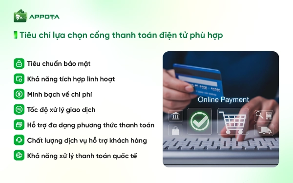 Tiêu chí lựa chọn cổng thanh toán điện tử phù hợp