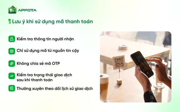 Lưu ý khi sử dụng mã thanh toán