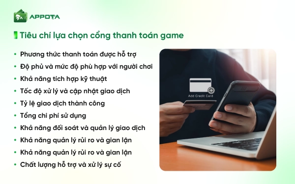 Tiêu chí lựa chọn cổng thanh toán gam