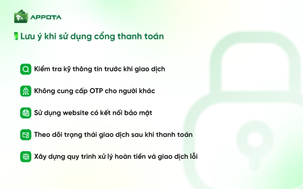 Lưu ý khi sử dụng cổng thanh toán