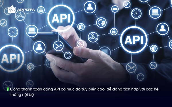 Cổng thanh toán dạng API có mức độ tùy biến cao, dễ dàng tích hợp với các hệ thống nội bộ