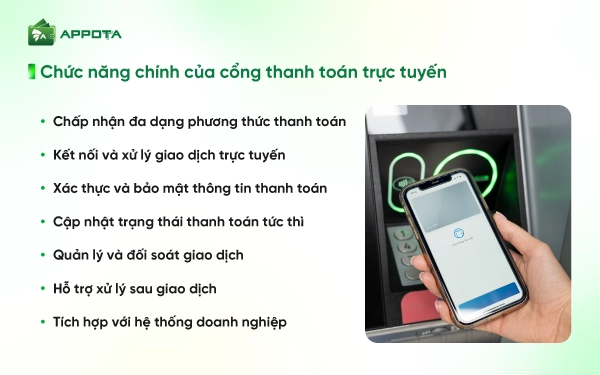 Chức năng chính của cổng thanh toán trực tuyến