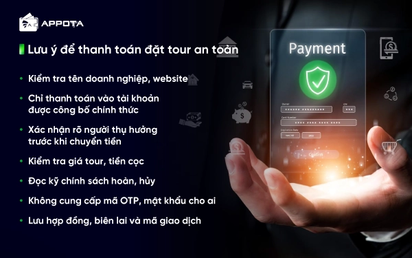 Lưu ý để thanh toán đặt tour an toàn
