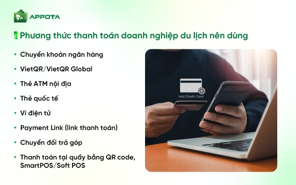 Phương thức thanh toán doanh nghiệp du lịch nên dùng
