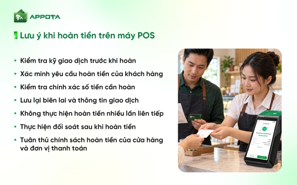 Lưu ý khi hoàn tiền trên máy POS