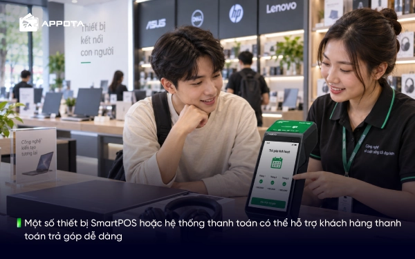 Một số thiết bị SmartPOS hoặc hệ thống thanh toán có thể hỗ trợ khách hàng thanh toán trả góp dễ dàng