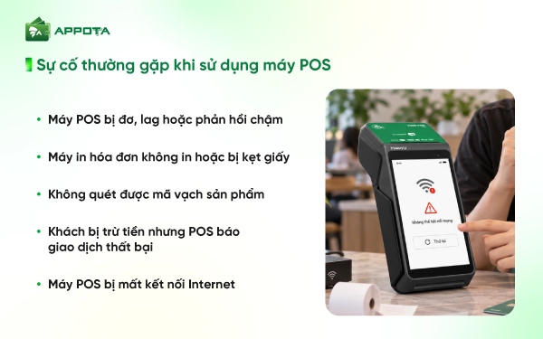Sự cố thường gặp khi sử dụng máy POS