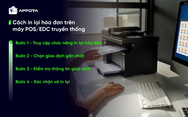 Cách in lại hóa đơn trên máy POS/EDC truyền thống