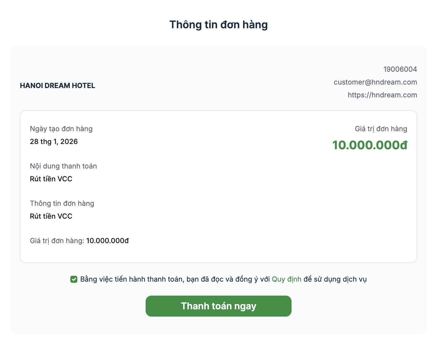 Thông tin đơn hàng
