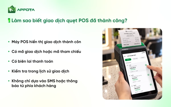 Làm sao biết giao dịch quẹt POS đã thành công? 