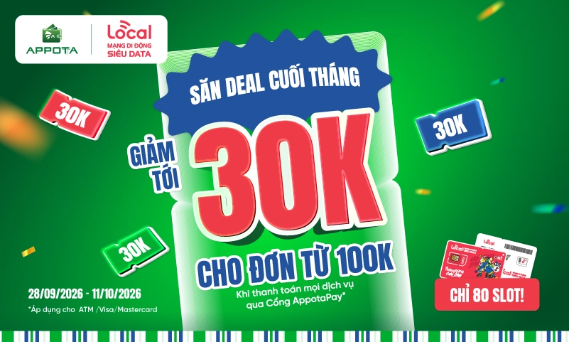 AppotaPay x Local: Giảm 10% khi mua SIM, đăng ký gói cước
