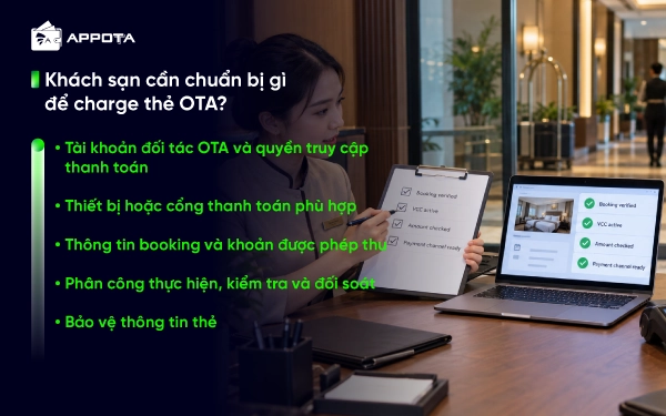Khách sạn cần chuẩn bị gì để charge thẻ OTA? 
