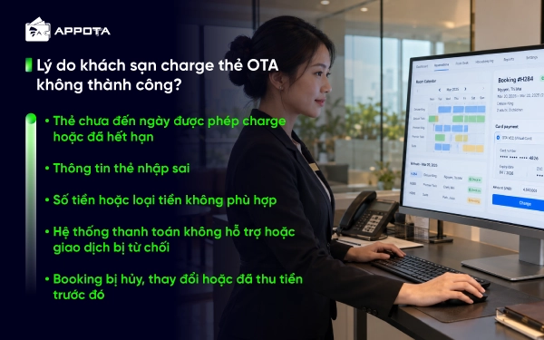 Lý do khách sạn charge thẻ OTA không thành công? 