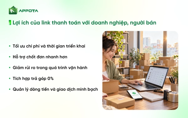Lợi ích của link thanh toán với doanh nghiệp, người bán