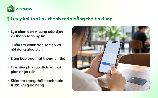 Lưu ý khi tạo link thanh toán bằng thẻ tín dụng 