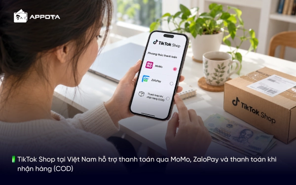 TikTok Shop tại Việt Nam hỗ trợ thanh toán qua MoMo, ZaloPay và thanh toán khi nhận hàng (COD)